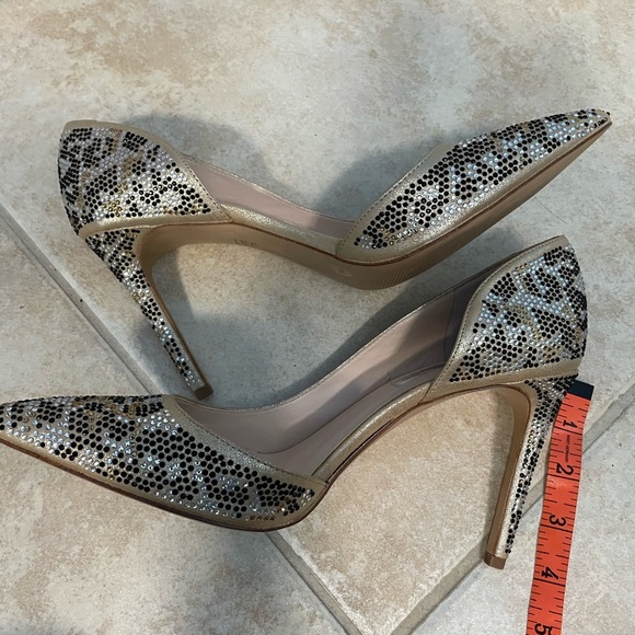 INC International Concepts Gold and Black Heels with Crystal Embellishments - Picture 2 of 3